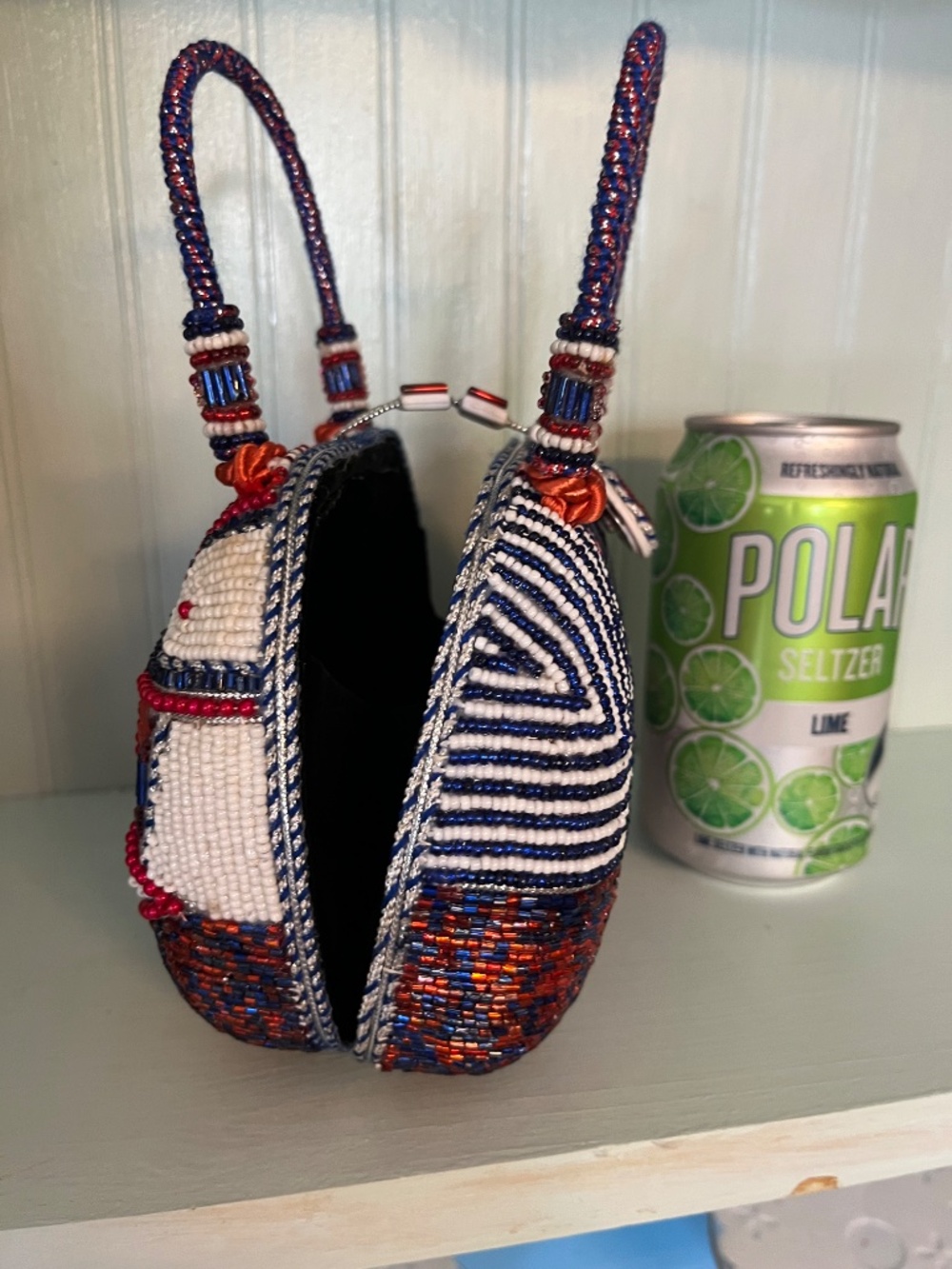 Mary Frances red,white and blue beaded handbag - Picture 5 of 8